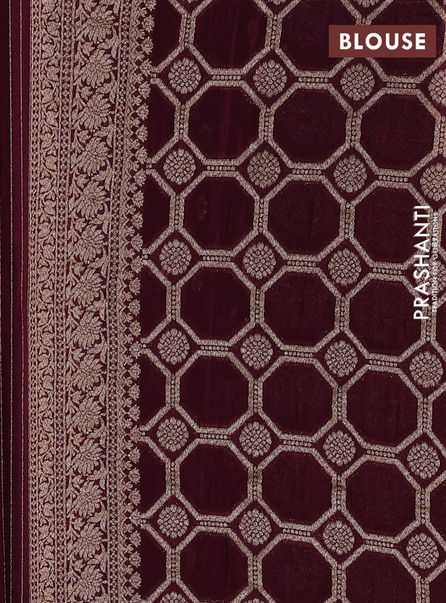 Banarasi semi georegette saree jamun shade with allover thread & zari woven buttas and zari woven border