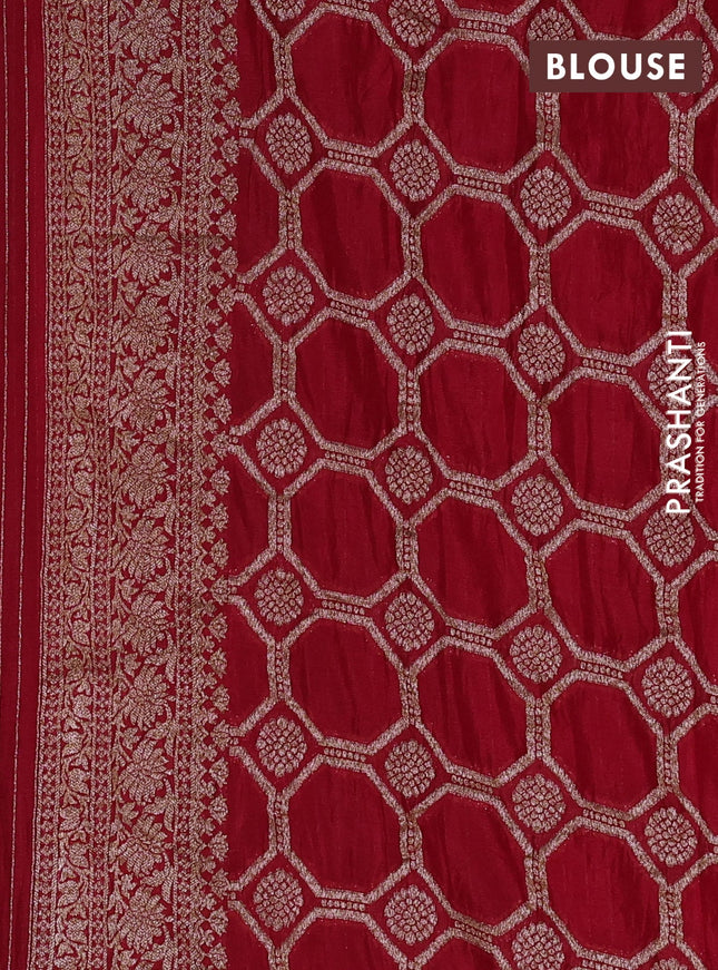 Banarasi semi georegette saree maroon with allover thread & zari woven buttas and zari woven border