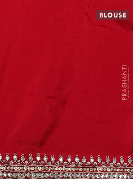 Banarasi silk saree red with allover self emboss checks & zari buttas and gotapatti embroidery border