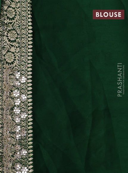 Banarasi silk saree green with allover zari woven buttas and mirror work embroidery border