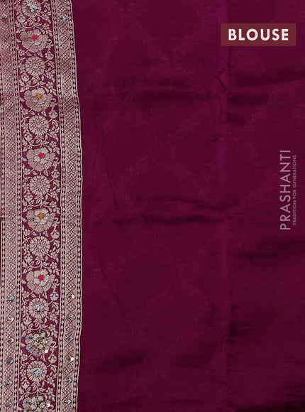 Banarasi silk saree purple with allover zari weaves and sequin work & zari border