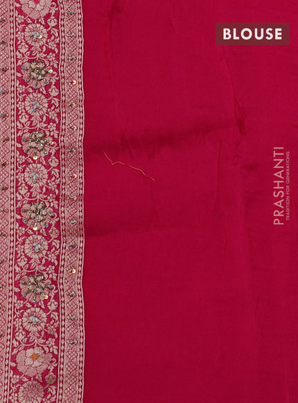 Banarasi silk saree pink with allover zari weaves and sequin work & zari border