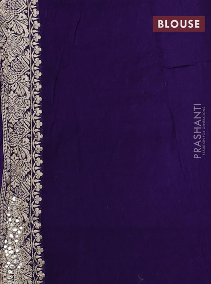 Banarasi silk saree violet with allover zari weaves and mirror gotapatti embroidery border
