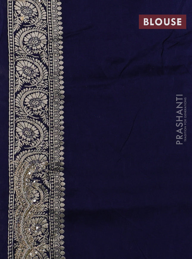 Banarasi silk saree navy blue with allover zari woven buttas and mirror gotapatti embroidery border