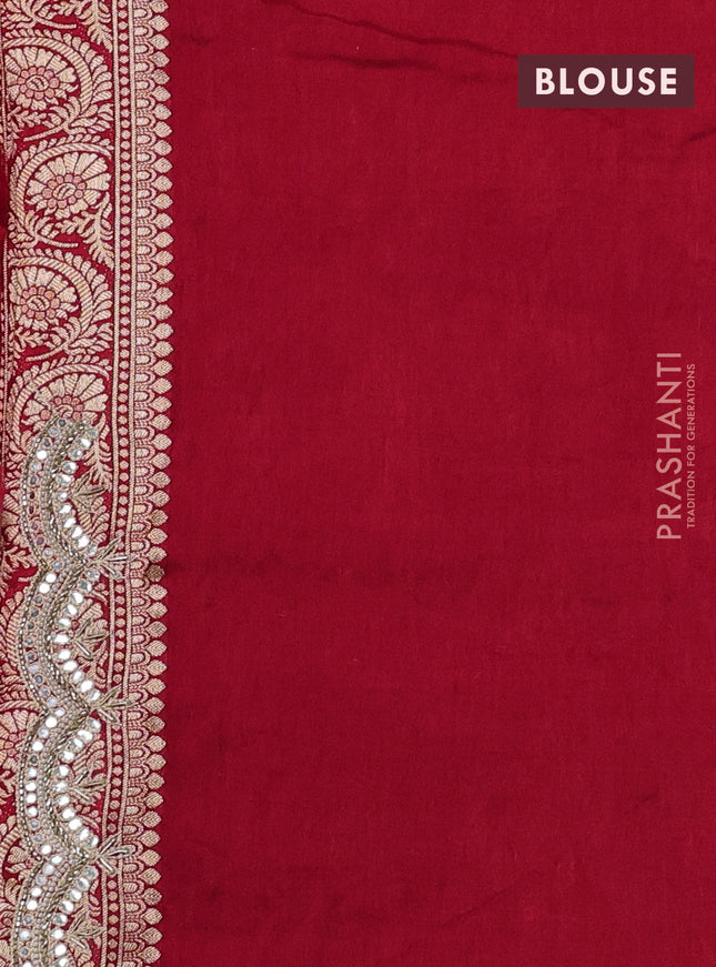 Banarasi silk saree red with allover zari woven buttas and mirror gotapatti embroidery border