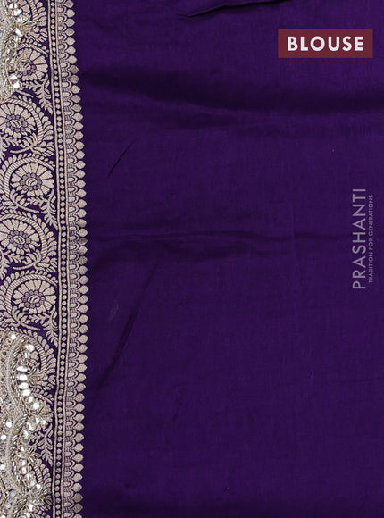 Banarasi silk saree violet with allover zari woven buttas and mirror gotapatti embroidery border