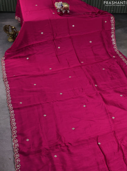 Banarasi silk saree pink with mirror embroidery buttas and mirror embroidery border