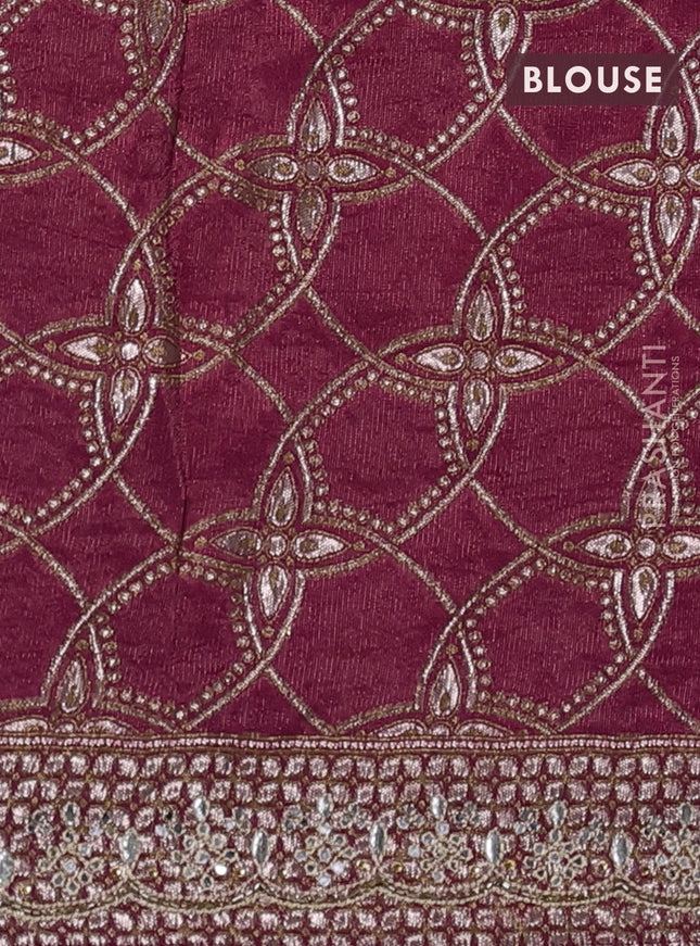 Banarasi silk saree pink with mirror embroidery buttas and mirror embroidery border