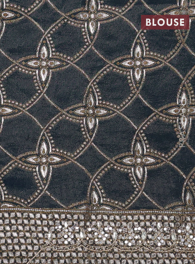 Banarasi silk saree peacock blue with mirror embroidery buttas and mirror embroidery border