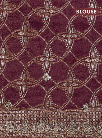 Banarasi silk saree purple with mirror embroidery buttas and mirror embroidery border