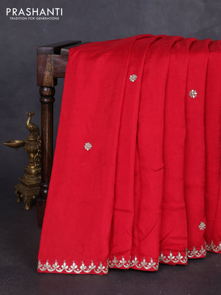 Banarasi silk saree red with embroidery buttas and gotapatti embroidery pallu & border