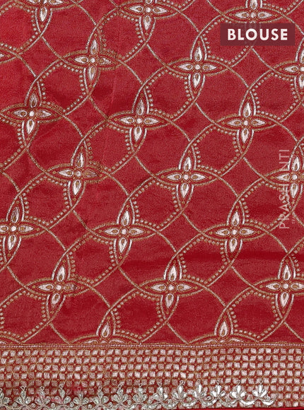 Banarasi silk saree red with embroidery buttas and gotapatti embroidery pallu & border