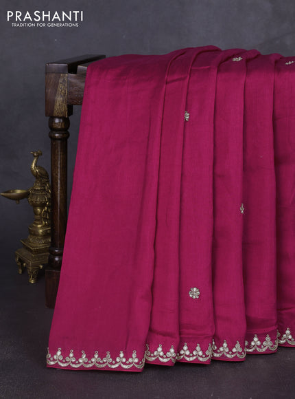 Banarasi silk saree pink with embroidery buttas and gotapatti embroidery pallu & border
