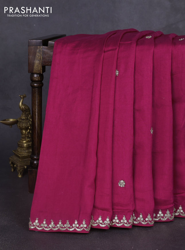 Banarasi silk saree pink with embroidery buttas and gotapatti embroidery pallu & border