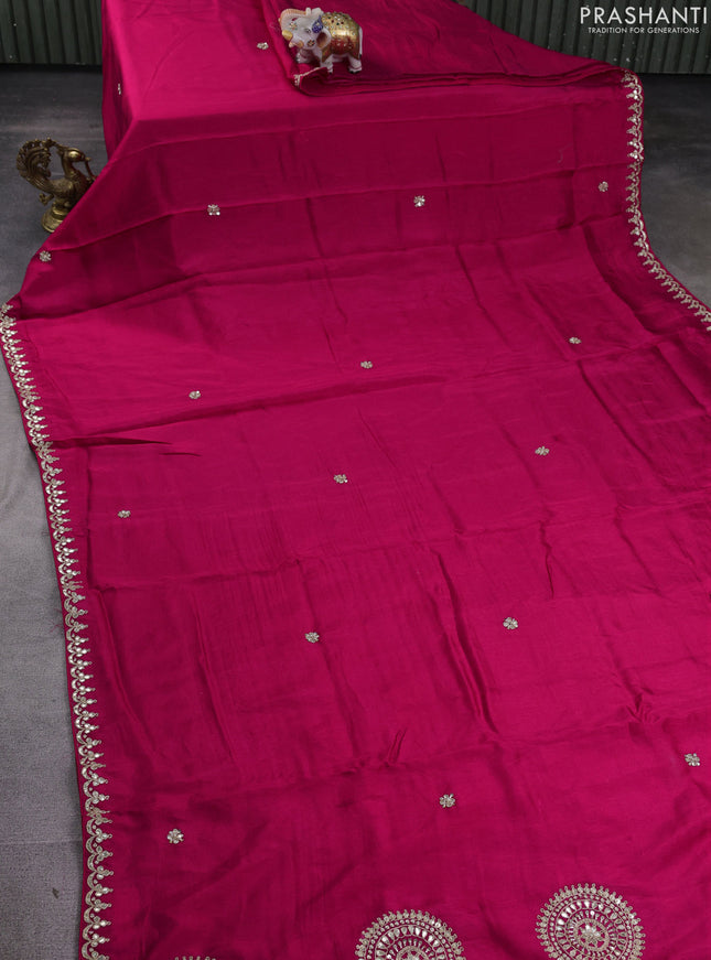 Banarasi silk saree pink with embroidery buttas and gotapatti embroidery pallu & border