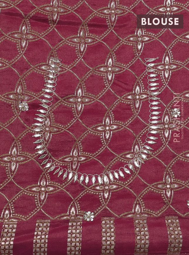 Banarasi silk saree pink with embroidery buttas and gotapatti embroidery pallu & border
