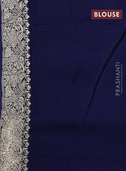 Banarasi silk saree violet with embroidery buttas and gotapatti embroidery pallu & border