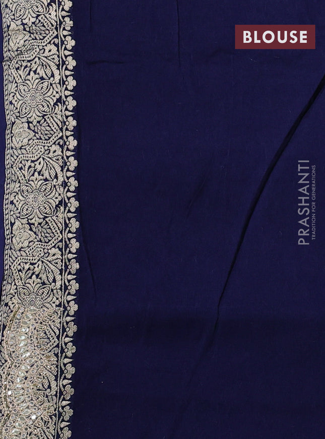 Banarasi silk saree violet with embroidery buttas and gotapatti embroidery pallu & border