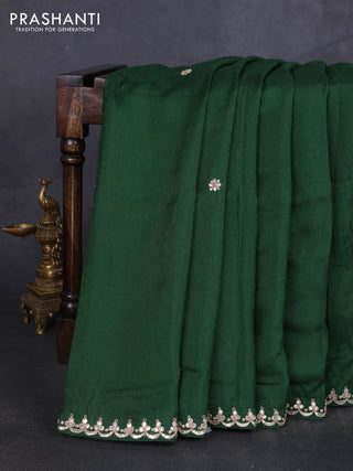 Banarasi silk saree green with embroidery buttas and gotapatti embroidery pallu & border