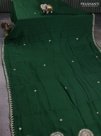 Banarasi silk saree green with embroidery buttas and gotapatti embroidery pallu & border