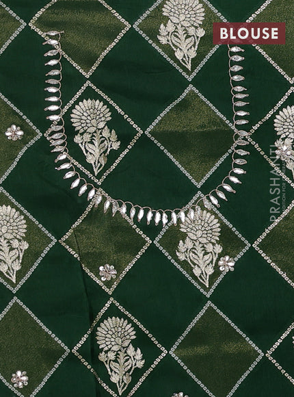Banarasi silk saree green with embroidery buttas and gotapatti embroidery pallu & border
