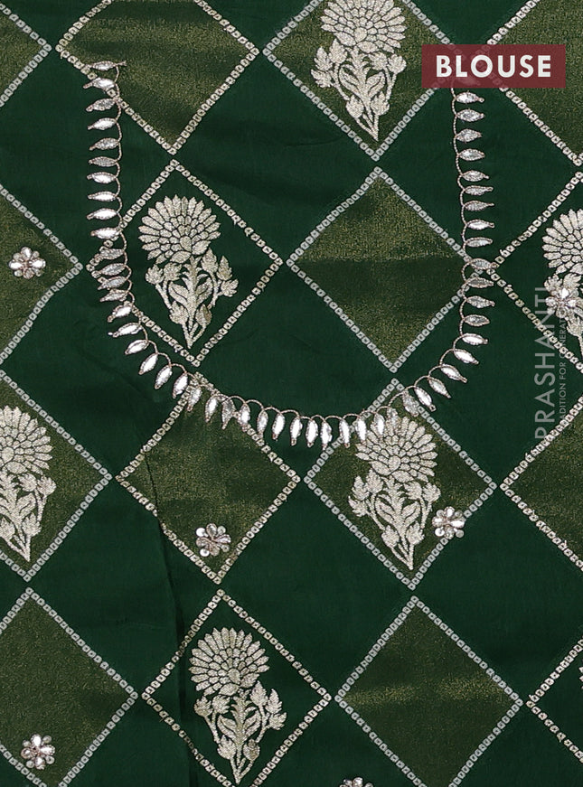 Banarasi silk saree green with embroidery buttas and gotapatti embroidery pallu & border