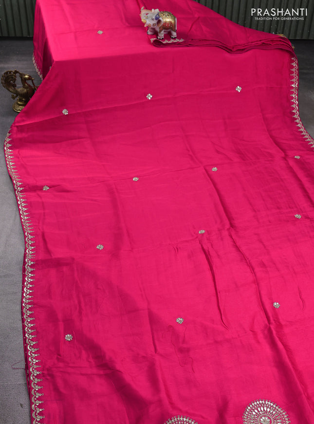 Banarasi silk saree pink with embroidery buttas and gotapatti embroidery pallu & border