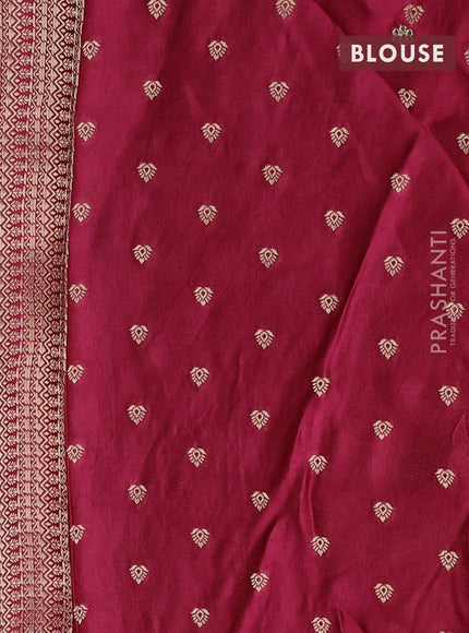 Banarasi silk saree magenta pink with allover zari woven brocade weaves and mirror embroidery pallu & zari woven butta border