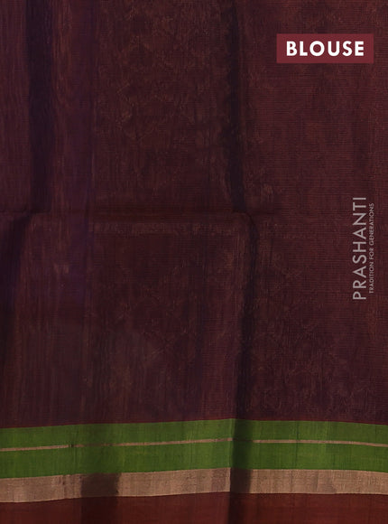 Kora silk cotton saree purple and rust shade with zari woven buttas and zari woven border