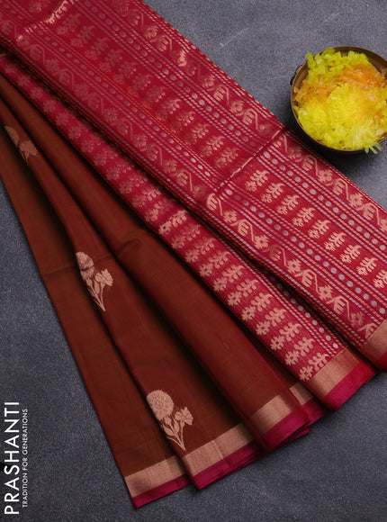 Kora silk cotton saree dual shade of pink and pink with zari woven buttas and zari woven border