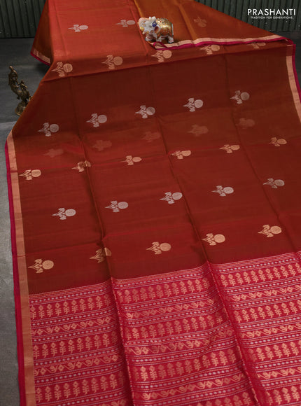 Kora silk cotton saree dual shade of pink and pink with zari woven buttas and zari woven border