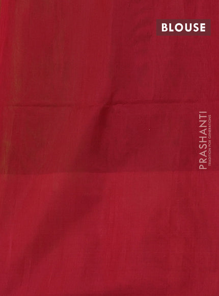 Kora silk cotton saree mustard green and deep maroon with thread woven buttas and thread woven butta border