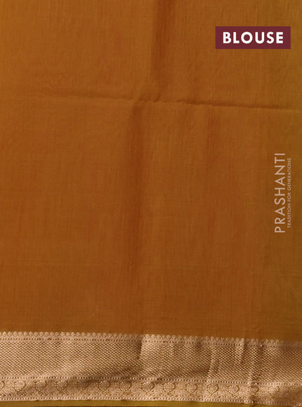 Kora silk cotton saree red and mustard yellow with zari woven buttas and zai woven border