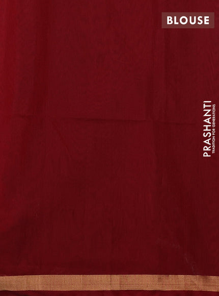 Kora silk cotton saree black and maroon with zari woven buttas and zari woven border