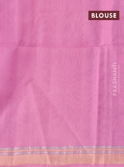 Kora silk cotton saree purple and lottus pink with zari woven buttas and zari woven border