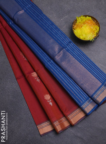 Kora silk cotton saree dual shade of pink and peacock blue with zari woven buttas and zari woven border