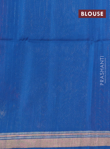 Kora silk cotton saree dual shade of pink and peacock blue with zari woven buttas and zari woven border