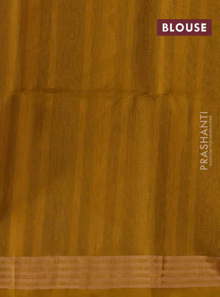 Kora silk cotton saree navy blue and mustard yellow with zari woven buttas and zari woven border