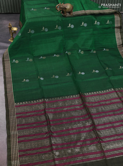 Kora silk cotton saree green and dual shade green with zari woven buttas and zari woven border
