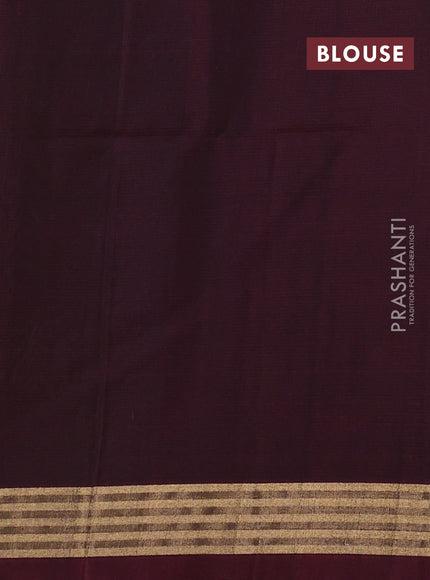 Kora silk cotton saree dark grey and deep maroon with zari woven buttas and zari woven border
