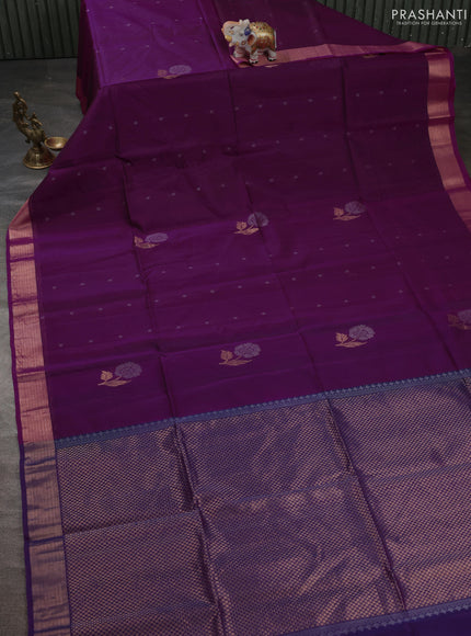 Kora silk cotton saree purple and dual shade of purple with zari woven buttas and zari woven border
