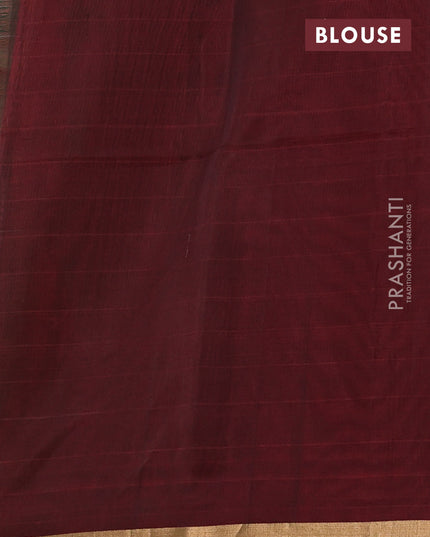 Kora silk cotton saree bottle green and deep maroon with zari woven buttas and zari woven border