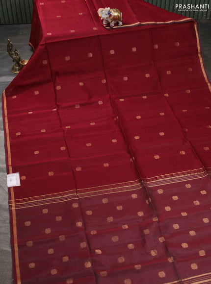 Kora silk cotton saree deep maroon and dual shade of grey with allover zari woven buttas and zari woven border