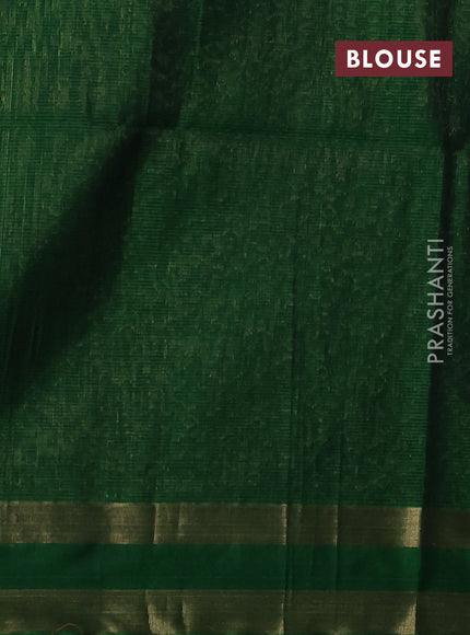 Kora silk cotton saree peacock blue and green with thread & zari woven buttas and rettapet zari woven border