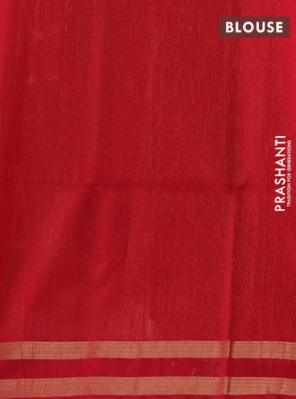 Kora silk cotton saree dark mehendi green and deep maroon with thread & zari woven buttas and rettapet zari woven border