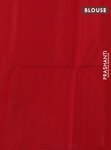 Kora silk cotton saree mehendi green and dual shade of red with thread woven buttas and piping border