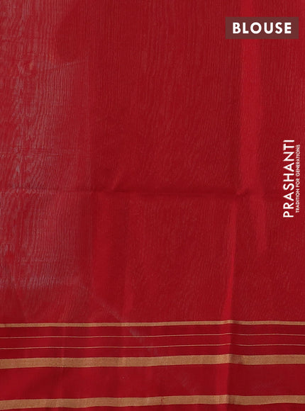 Kora silk cotton saree teal green and maroon with thread & zari woven buttas and zari woven border