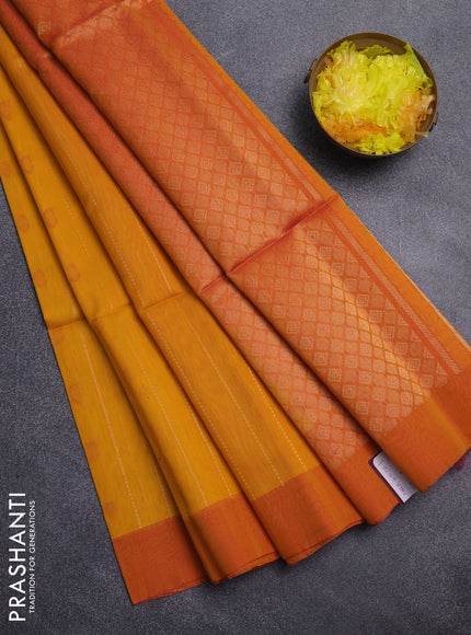 Kora silk cotton saree yellow and dual shade of pink with allover zari stripe pattern & thread woven buttas and simple border
