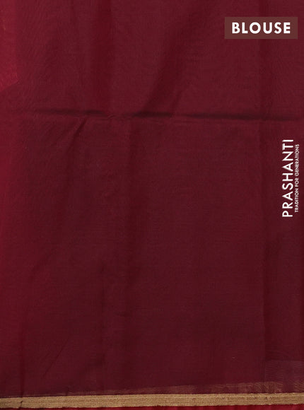 Kora silk cotton saree maroon and deep maroon with zari woven buttas and zari woven border