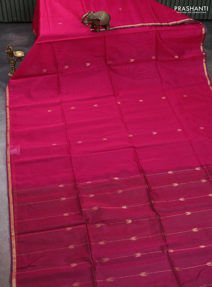 Kora silk cotton saree pink and dual shade of grey with zari woven buttas and zari woven border